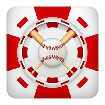 Square red casino chips of baseball sports betting Stockillustratie