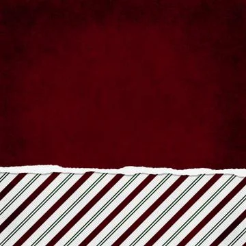 Square red, green and white candy cane stripe torn grunge textured background Stock Illustration