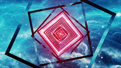 Square red neon tunnel VJ animation loop background 0001-0240 Stock Footage 337465885