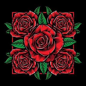 Square red roses vector illustration イラスト素材