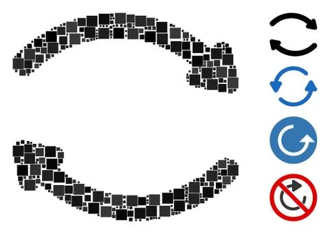Square Refresh Icon Vector Mosaic Stock Illustration