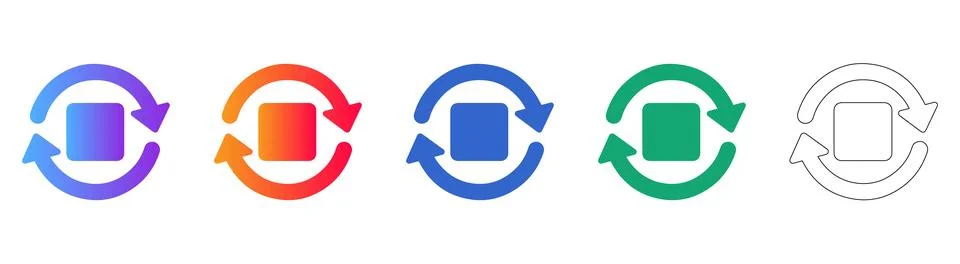 Square Reload Symbol Set Stockillustratie