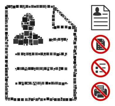 Square Resume Page Icon Vector Collage Stock Illustration