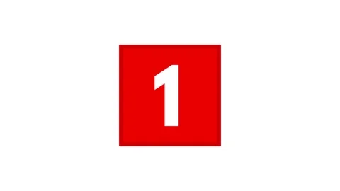 Square Reveal Numbers Counting Up 1 to 10 Color Red Video stock 102468792