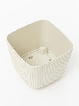 Square ribbed planter pot Stock Photos