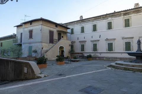 Square of Risorgimento in the town of Collescipoli Stock Photos