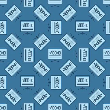 Square Root of 100 vector Math blue seamless pattern Stock Illustration