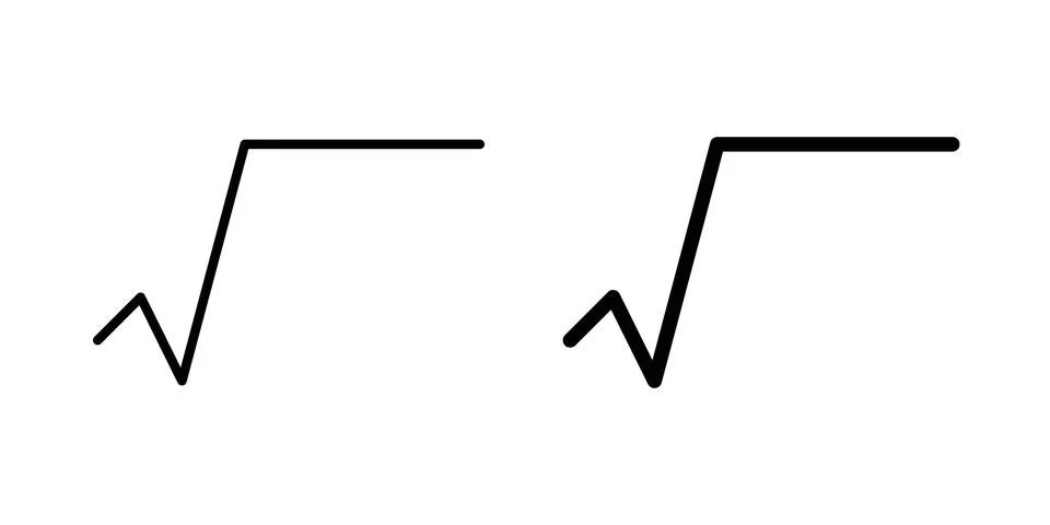 Square root icon. Outline, flat icons Stock Illustration