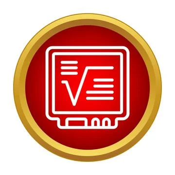 Square root math calculation on digital screen icon 库存插图