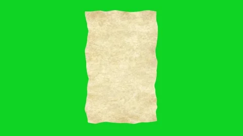 Square rough vintage paper piece floating free revealing animated on green Stock Footage 335216418