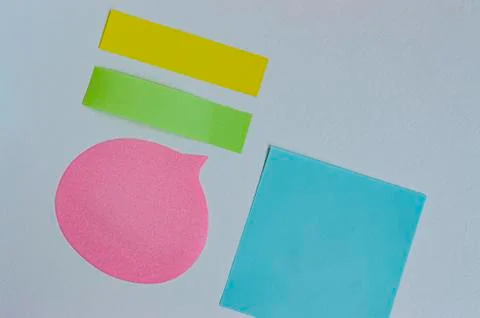 Square round and rectangular sticker on white background copy space Foto stock