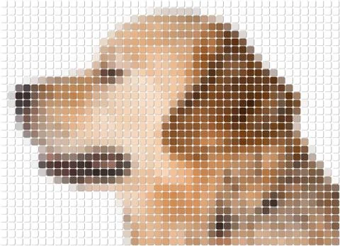 Square rounded pixel image of dog Stock Illustration