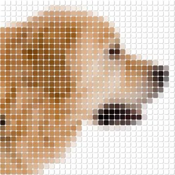 Square rounded pixels image of dog Stock Illustration