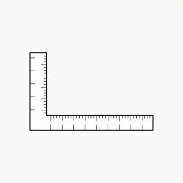 Square Ruler Icon - L-Square Measurement Line Art Vector Stock Illustration
