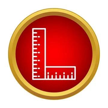 Square ruler measuring tool red circle icon Stock Illustration