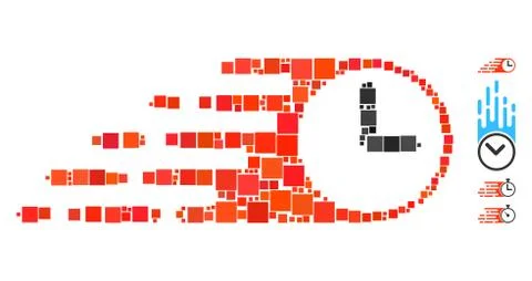 Square Rush Clock Icon Vector Collage Stock Illustration