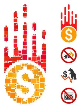 Square Rush Falling Dollar Icon Vector Collage 스톡 일러스트