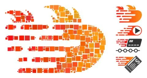 Square Rush Fire Icon Vector Collage Stock Illustration