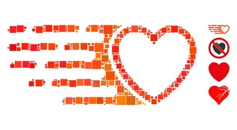 Square Rush Love Heart Icon Vector Collage Stock Illustration