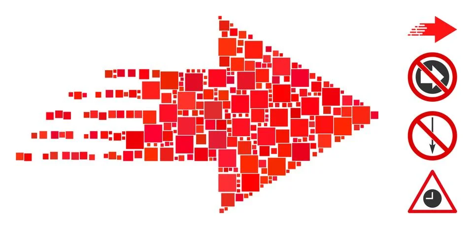 Square Rush Move Right Icon Vector Collage 스톡 일러스트