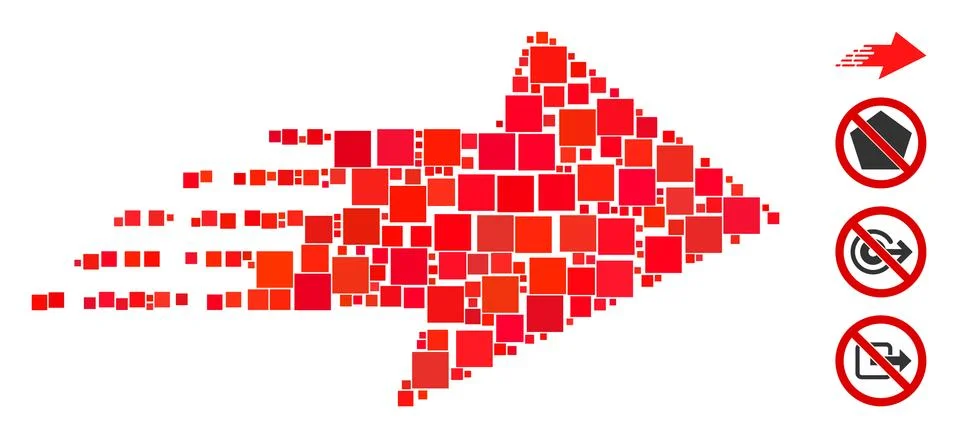 Square Rush Right Arrow Icon Vector Collage 스톡 일러스트