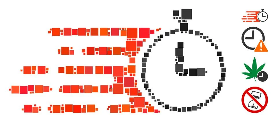 Square Rush Stopwatch Icon Vector Mosaic Stock Illustration