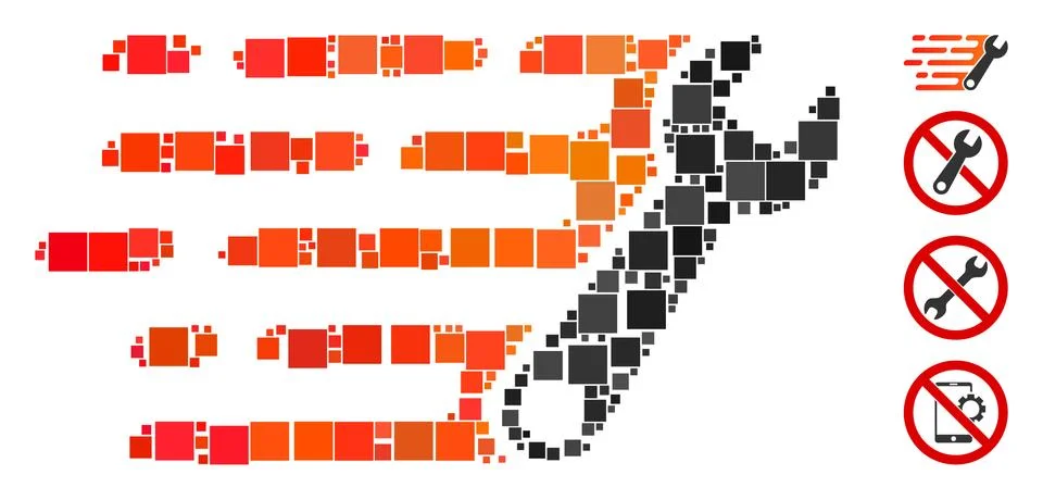 Square Rush Wrench Icon Vector Collage Stock Illustration