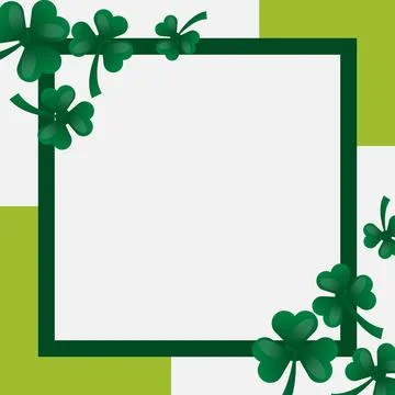Square saint patrick day blank frame with clover leaves design Illustrazione stock