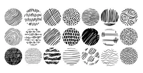 Square samples of hand drawn crosshatch patterns Stock Illustration