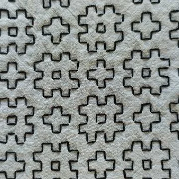Square Sashiko Embroidery Pattern on Light Background. Stock Photos