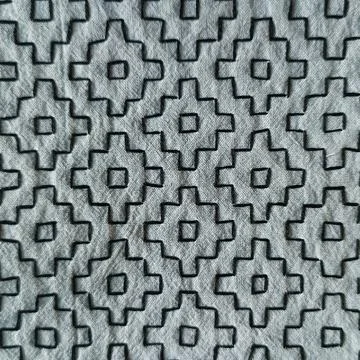 Square Sashiko Embroidery Pattern on Light Background. Stock Photos