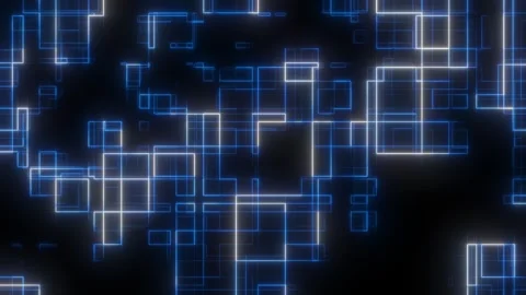 Square scene of technology neon lines cyberspace data background Stock Footage 243005936