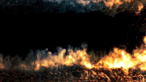 Square screen frame of blazing smoke with fire and sparks Illustrazione stock