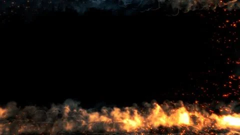 Square screen frame of blazing smoke with fire and sparks 스톡 일러스트