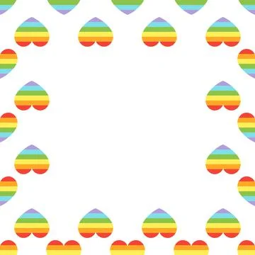 Square seamless pattern border vector illustration. Frame with simple hearts and Stock Illustration