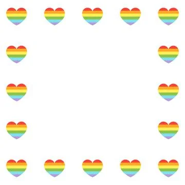 Square seamless pattern border vector illustration. Frame with simple hearts and Stock Illustration