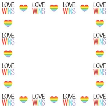 Square seamless pattern border vector illustration. Frame with simple hearts and Stock Illustration