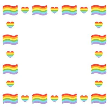 Square seamless pattern border vector illustration. Frame with simple hearts and Stock Illustration