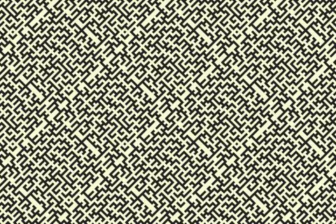 Square seamless pattern of white labyrinth on black, flat Stock-Illustration