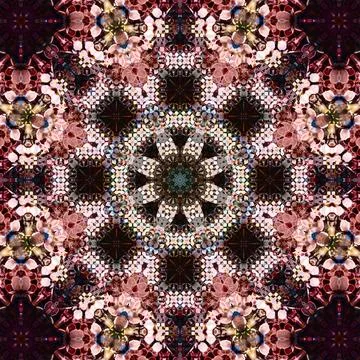 Square seamless patterns. Kaleidoscope pattern is symmetrical Illustrazione stock