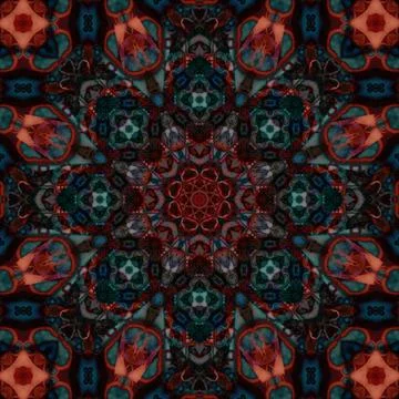 Square seamless patterns. Kaleidoscope pattern is symmetrical Illustrazione stock