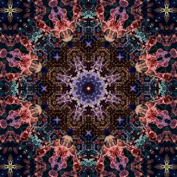 Square seamless patterns. Kaleidoscope pattern is symmetrical Illustrazione stock