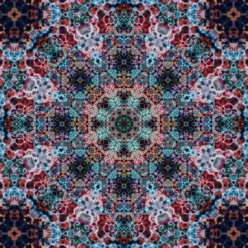 Square seamless patterns. Kaleidoscope pattern is symmetrical Illustrazione stock