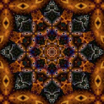 Square seamless patterns. Kaleidoscope pattern is symmetrical Illustrazione stock