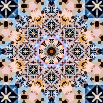 Square seamless patterns. Kaleidoscope pattern is symmetrical Stock Illustration