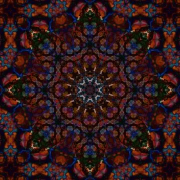 Square seamless patterns. Kaleidoscope pattern is symmetrical Stock Illustration