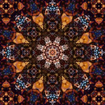 Square seamless patterns. Kaleidoscope pattern is symmetrical Foto stock