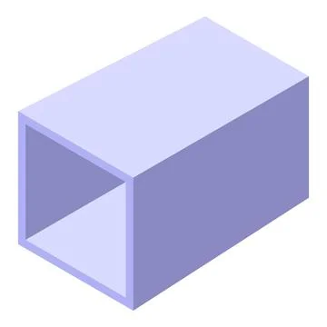 Square section pipe isometric view showing hollow center Ilustración de archivo