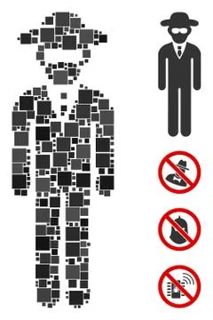Square Security Agent Icon Vector Mosaic Stockillustratie