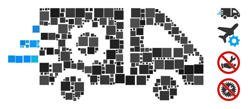 Square Service Car Icon Vector Mosaic Stock Illustration